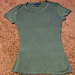 American Dream olive green solid short sleeve tshirt SMALL EUC